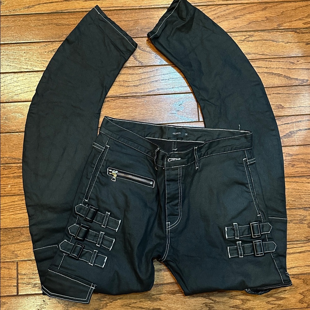 Black Grunge Style Akings Waxed Jeans 
Size 34